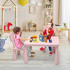 Kids activity play table and chair set in pink, perfect for reading and drawing, enhancing independence in playrooms.