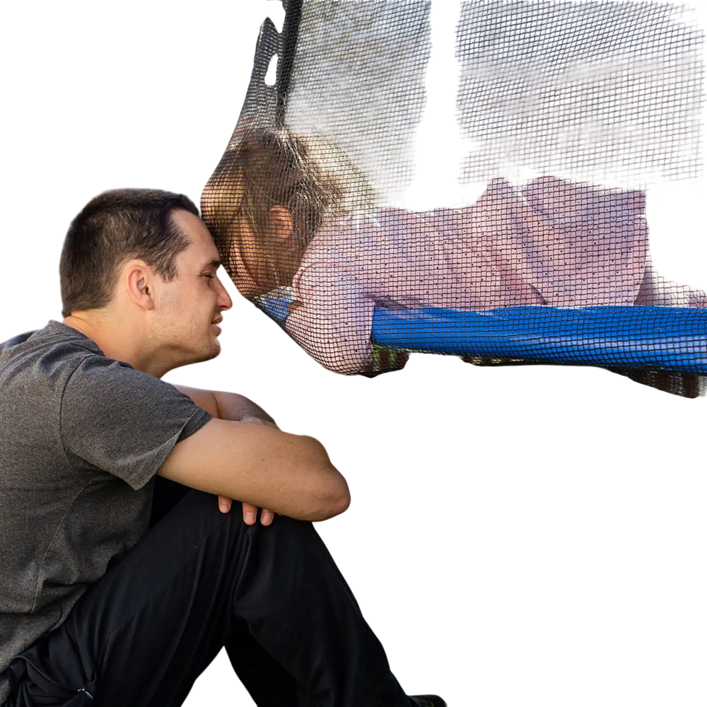 Replacement safety net for 15/16 feet round trampoline, made of durable PE material for enhanced safety and protection.