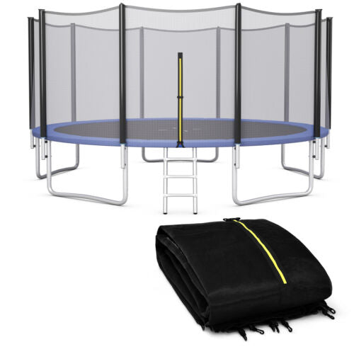 Replacement safety net for 15/16 feet round trampoline, made of durable PE material, with double-headed zipper door.