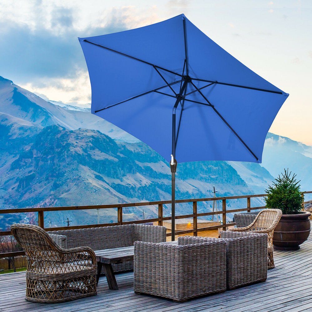 9 ft Outdoor Market Patio Table Umbrella Push Button Tilt Crank Lift-Blue - Gallery View 1 of 11