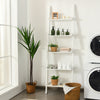 5-Tier Wall-leaning Ladder Shelf  Display Rack for Plants and Books-White - Gallery View 1 of 12