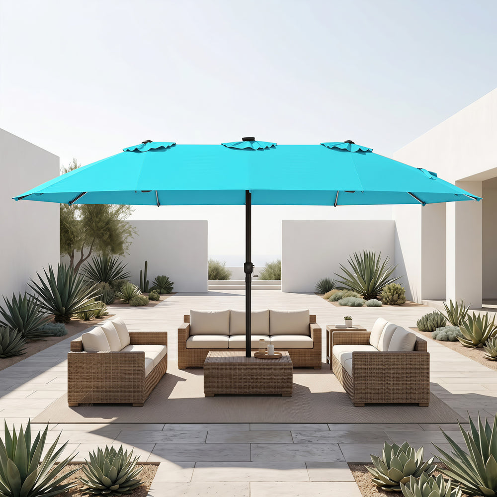 15.5FT Extra-Large Patio Umbrella 12 Reinforced Metal Ribs-Turquoise - Gallery View 1 of 11