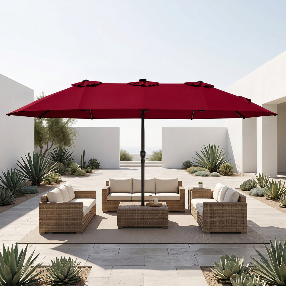 15.5FT Extra-Large Patio Umbrella 12 Reinforced Metal Ribs-Red - Gallery View 1 of 11
