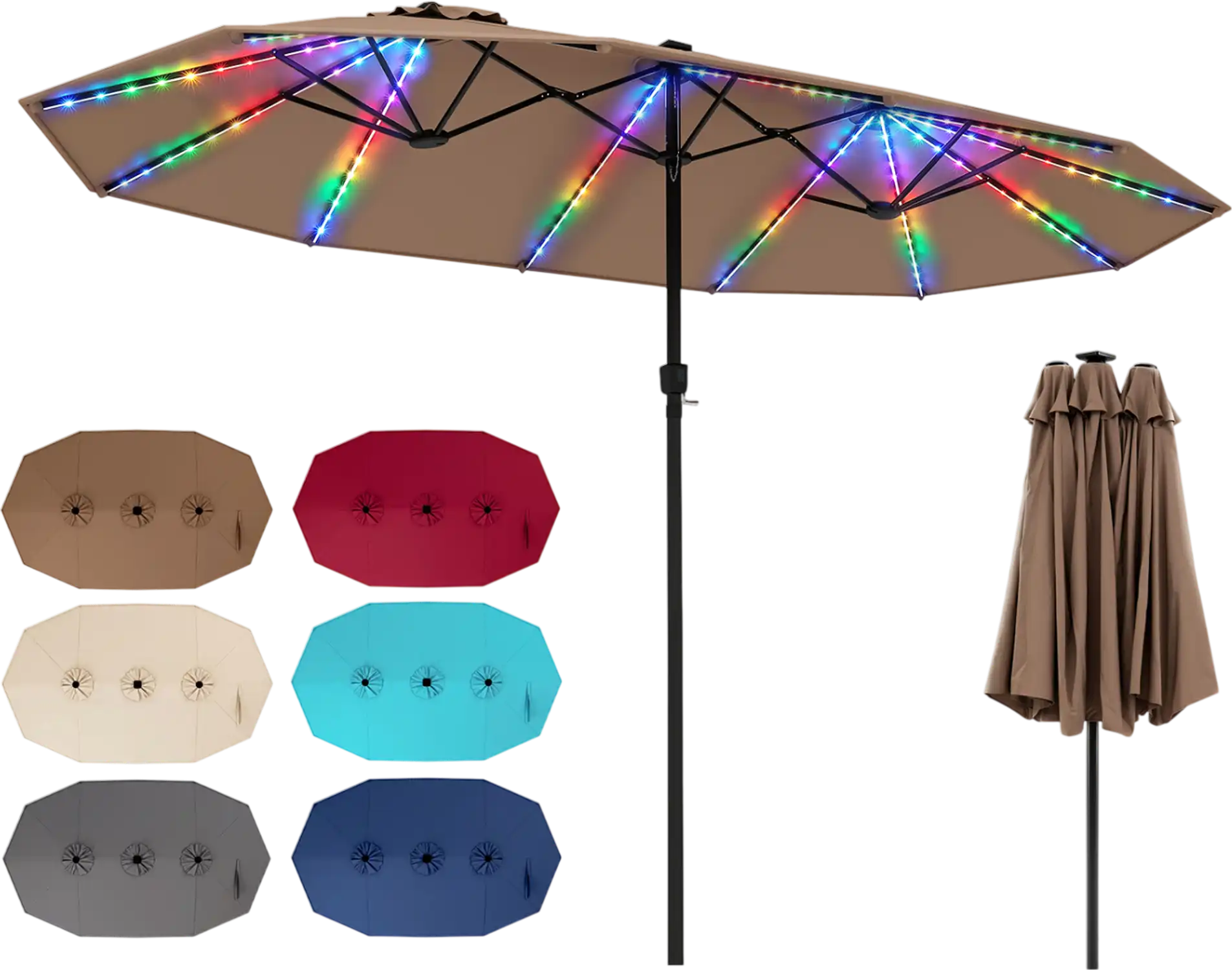 Costway 15.5' Extra-Large Patio Umbrella 12 Reinforced Metal Ribs 76254713 New