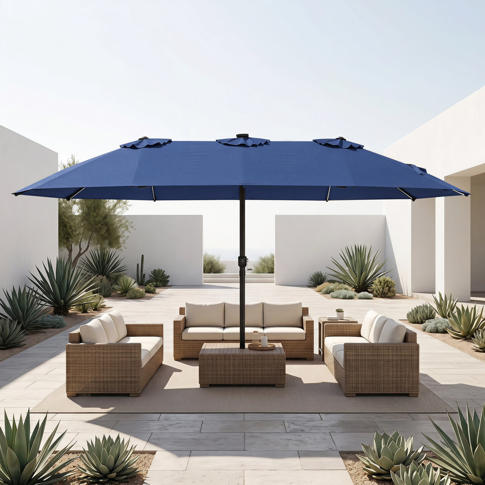15.5FT Extra-Large Patio Umbrella 12 Reinforced Metal Ribs-Navy - Gallery View 1 of 11