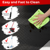 Textured 7 mm thick PE garage tool mats, easy to clean with vacuum, mop, or broom, ideal for various spaces.
