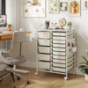 15-Drawer Rolling Storage Cart with Metal Tabletop and Pegboard-White - Gallery View 1 of 10