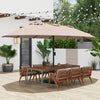 15 Feet Double-Sided Twin Patio Umbrella with Crank and Base-Brown - Gallery View 1 of 10