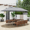 15 Feet Double-Sided Twin Patio Umbrella with Crank and Base-Gray - Gallery View 1 of 10