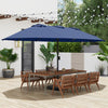 15 Feet Double-Sided Twin Patio Umbrella with Crank and Base-Navy - Gallery View 1 of 10