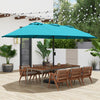 15 Feet Double-Sided Twin Patio Umbrella with Crank and Base-Turquoise - Gallery View 1 of 10