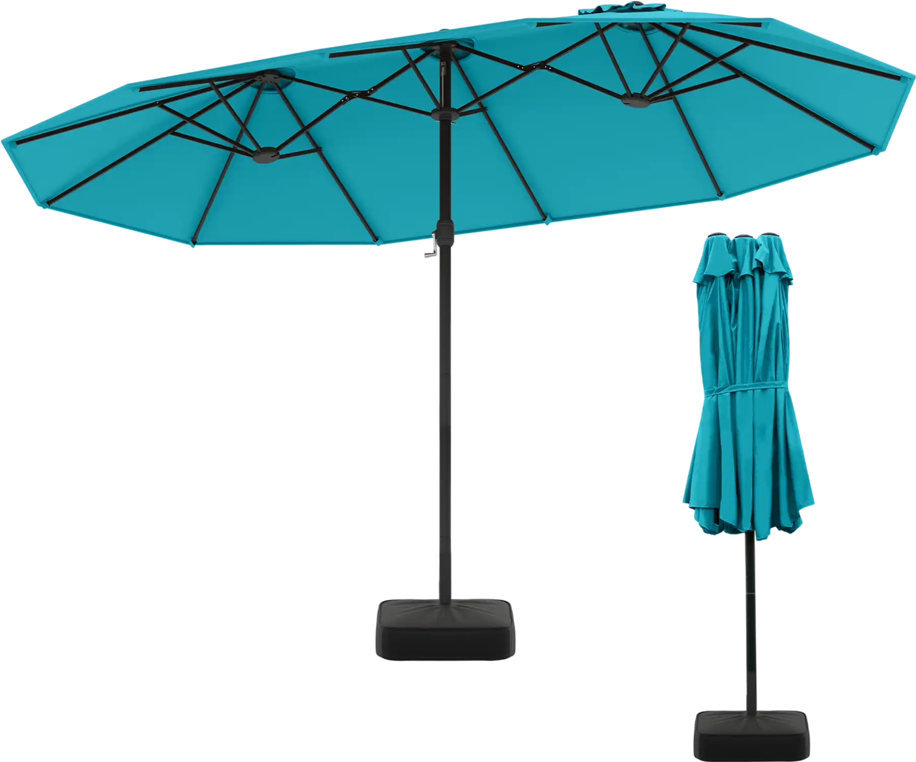 Costway 15' Double-Sided Twin Patio Umbrella with Crank and Base 72630198 New