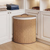 Bamboo laundry hamper with removable liner, 15-gal capacity, foldable design for easy storage in any room.