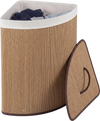Bamboo laundry hamper with removable liner, top handle for easy access, ideal for organizing clothes in any space.