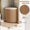 Bamboo laundry hamper with removable liner, 15-gal capacity, sturdy design, perfect for bedrooms and laundry rooms.