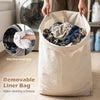 Bamboo laundry hamper with removable liner bag, 15-gal capacity, perfect for bedrooms and laundry rooms.