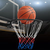 15-inch basketball rim with all-weather net, showcasing the ball going through the hoop for versatile indoor or outdoor.