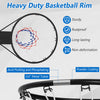 15-inch heavy-duty basketball rim with all-weather net, powder-coated metal for durability, ideal for indoor or outdoor.