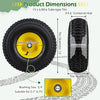 15 x 6.00-6 tube-type tire with yellow rim, 4-ply rubber, 6" width, suitable for riding mowers and carts.