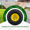 15 x 6.00-6 tube-type tire with yellow wheel, designed for grass, sand, and gravel surfaces, ideal for riding mowers.