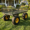 Heavy-duty 15 x 6.00-6 tubeless tires with yellow wheels, designed for riding mowers and garden carts.