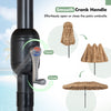 Smooth crank handle for easy operation of the 15 x 9 FT solar double-sided patio umbrella with thatched design.