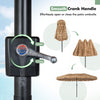 Smooth crank handle for easy operation of the 15 x 9 FT solar double-sided patio umbrella with multi-colored lights.