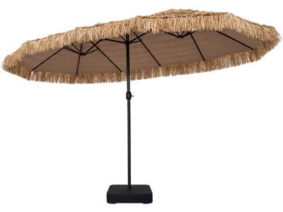 Costway 15' x 9' Solar Double-Sided Patio Umbrella with Base 67837927 New