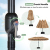 Smooth crank handle for easy operation of the 15 x 9 FT solar double-sided patio umbrella with layered PE thatch.