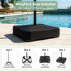 Weighted base for the 15 x 9 FT solar double-sided patio umbrella provides 132 lbs capacity for stability and safety.