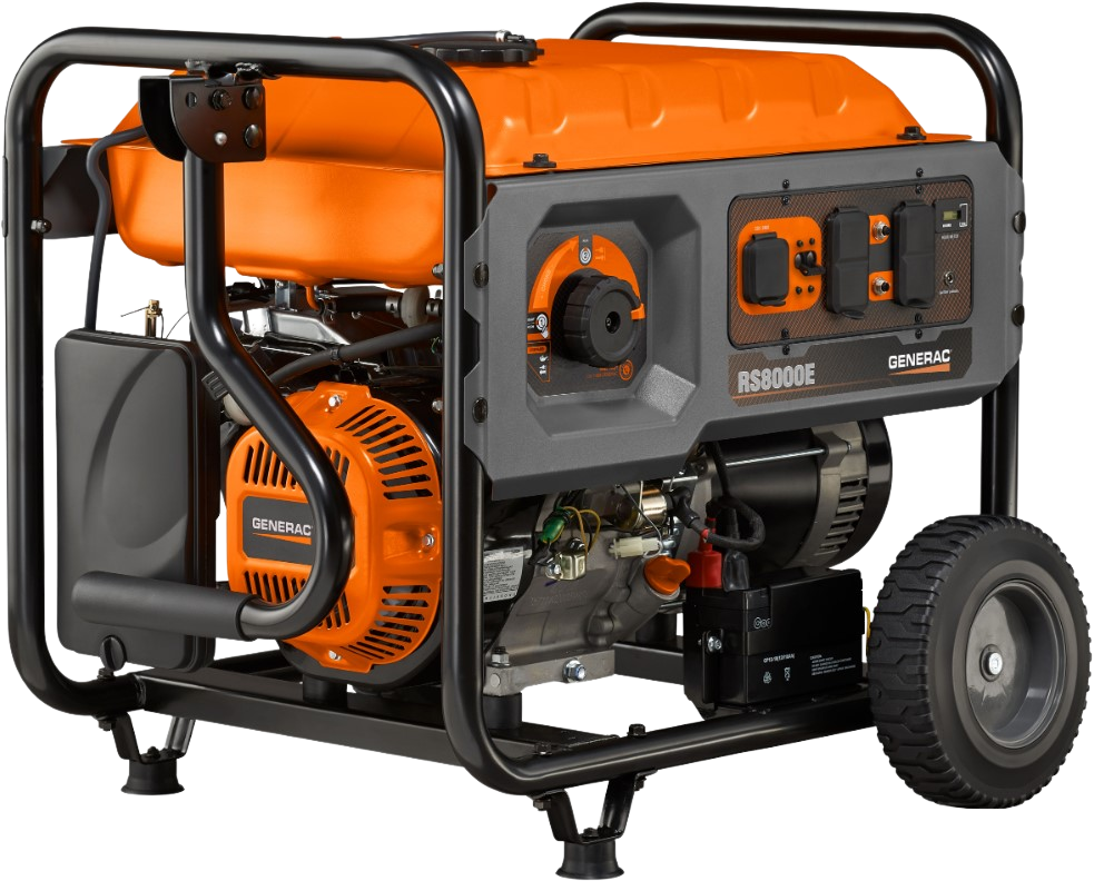 Generac RS8000E 8000W/10000W Portable Generator Electric Start with 25 Foot Cord Gas New