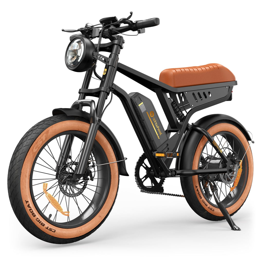 isinwheel R6 Off Road Retro Electric Bike - studio angle view