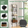 5-tier ladder bookcase in rustic brown with 4 shelves and pull-out drawer, perfect for home office storage.