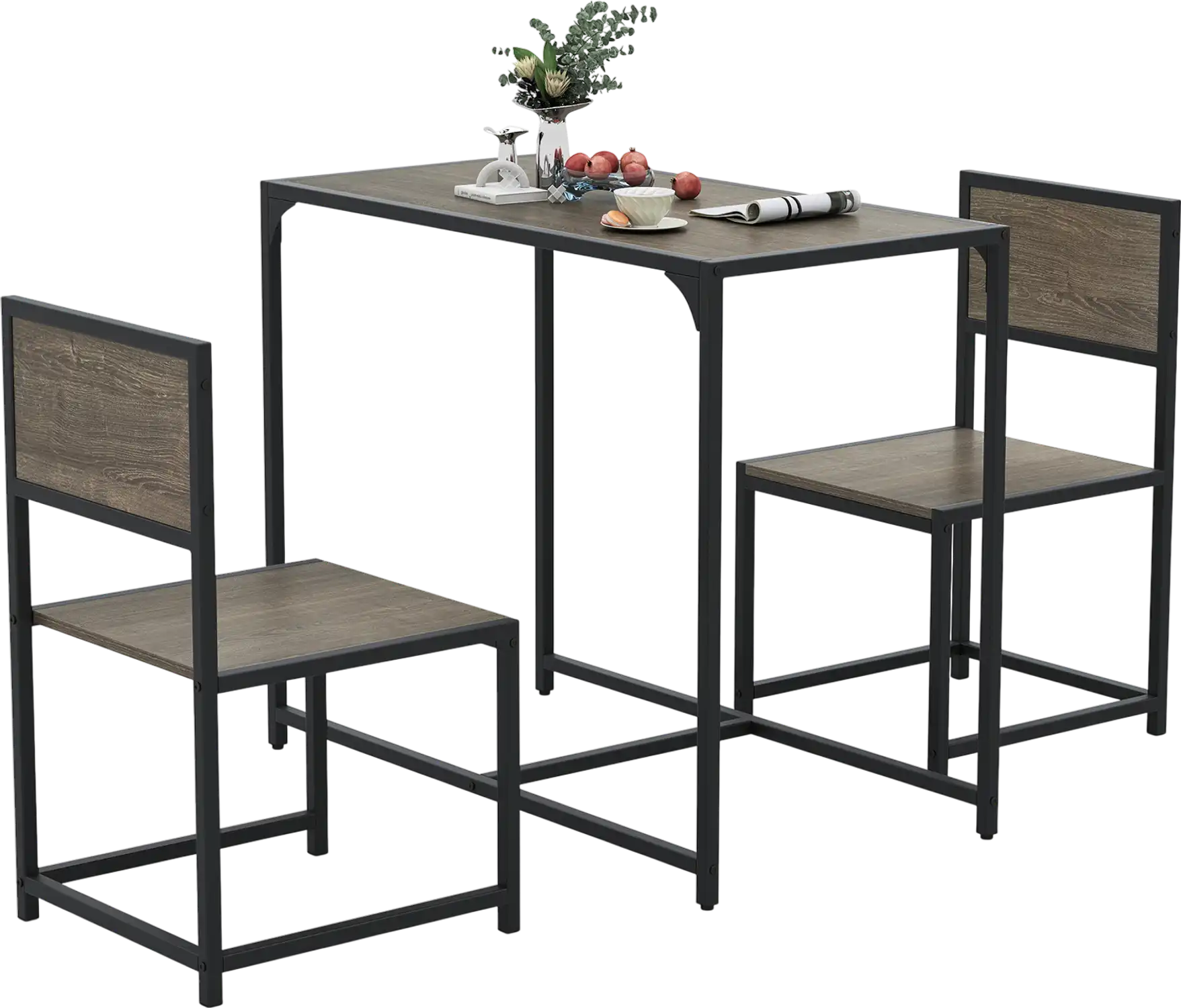 Costway 3-Piece Compact Dining Set Table & 2 Chairs Metal Frame Small Space 72540869 New