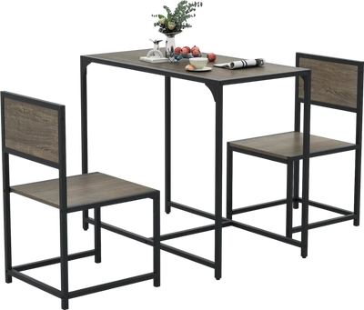 Costway 3-Piece Compact Dining Set Table & 2 Chairs Metal Frame Small Space 72540869 New