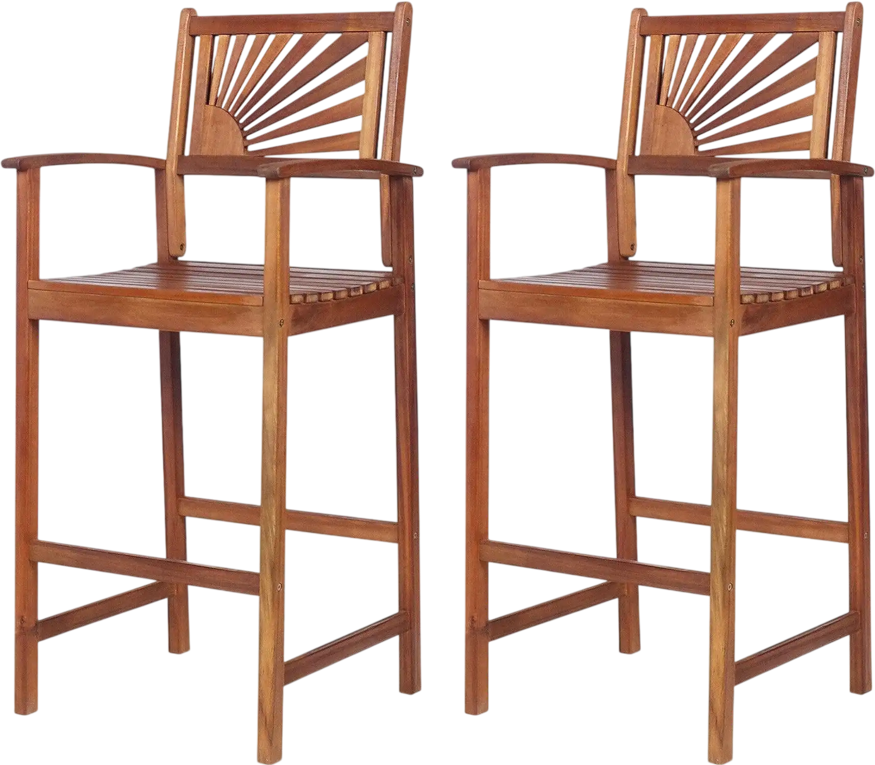 Costway Outdoor Acacia Wood Bar Chairs 2-Pc Sunflower Backrest Armrests 13609847 New