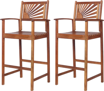 Costway Outdoor Acacia Wood Bar Chairs 2-Pc Sunflower Backrest Armrests 13609847 New