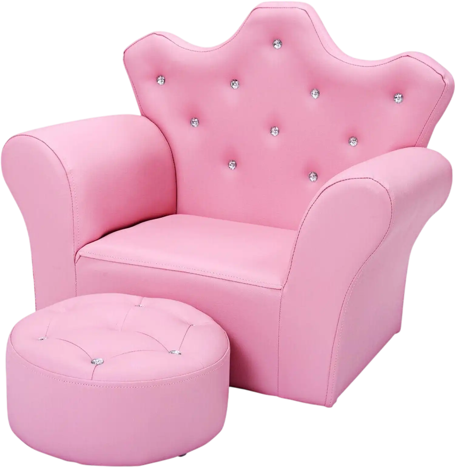 Costway Kids Upholstered Princess Sofa Ottoman Diamond Decor 15768920 New