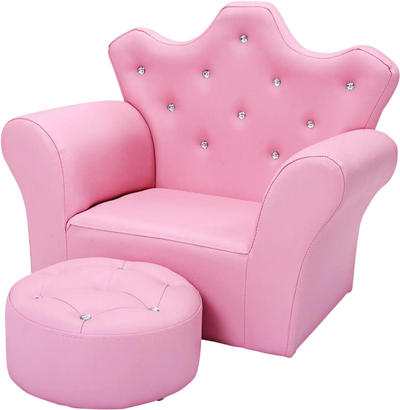 Costway Kids Upholstered Princess Sofa Ottoman Diamond Decor 15768920 New