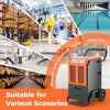 Commercial dehumidifier in gray, removes 163 pints daily, ideal for warehouses, gyms, and indoor pools.
