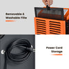 Removable and washable filter of the 163 Pints Commercial Dehumidifier with power cord storage for easy maintenance.