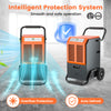 Commercial dehumidifier in gray, removing 163 pints of moisture daily, featuring overflow protection and portable.