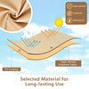 Close-up of beige waterproof patio furniture cover material featuring PU coating, sun protection, and durability.
