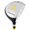 Junior #3 fairway wood golf club with aluminum alloy head and fiberglass shaft, designed for kids ages 8-10, in yellow.