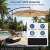 Cantilever umbrella base with wheels, made of HDPE material, designed for stability and easy relocation by the pool.