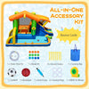 8-in-1 jumping castle with slide, water cannon, and 480W blower, perfect for wet and dry play for kids.