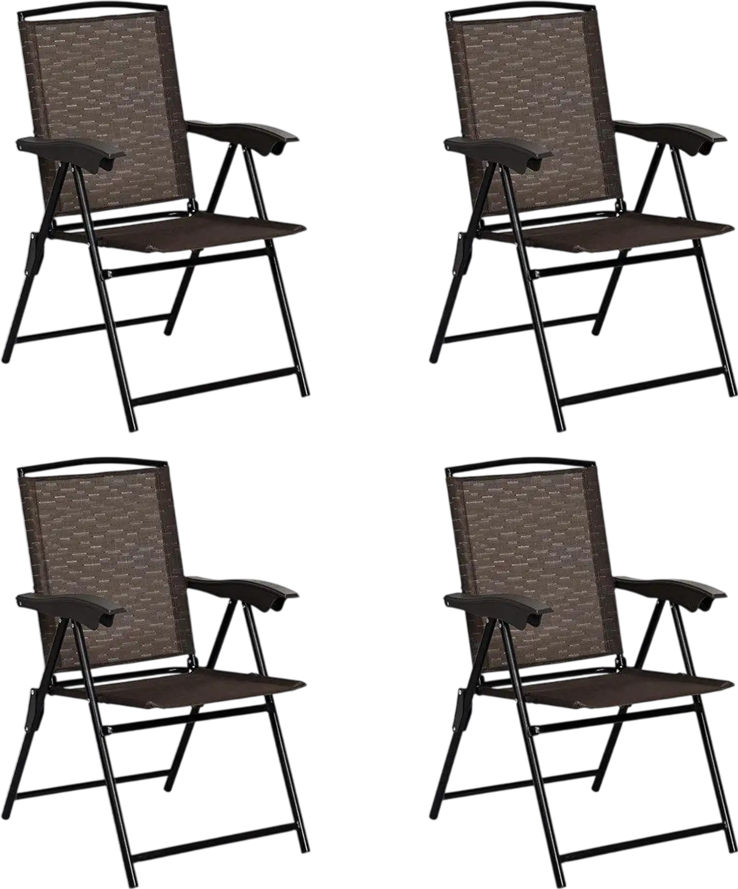 Costway 4-Piece Folding Patio Dining Chairs Sling Back Armrests 12783405 New