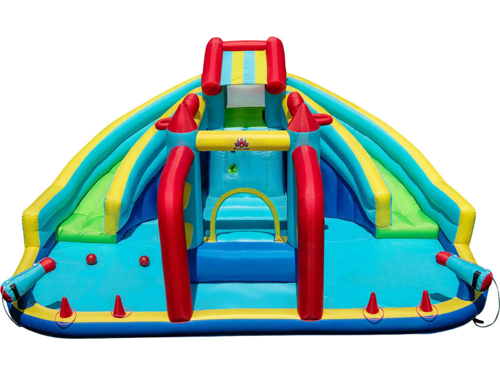 Inflatable Double Water Slide Park with Obstacle Course without 680W-750W Blower