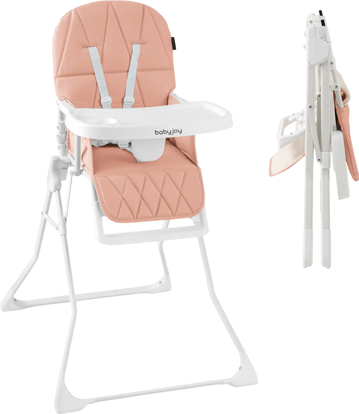 Costway Easy Clean Compact Foldable Highchair Removable Adjustable Tray PU Seat Cushion 721835469 New