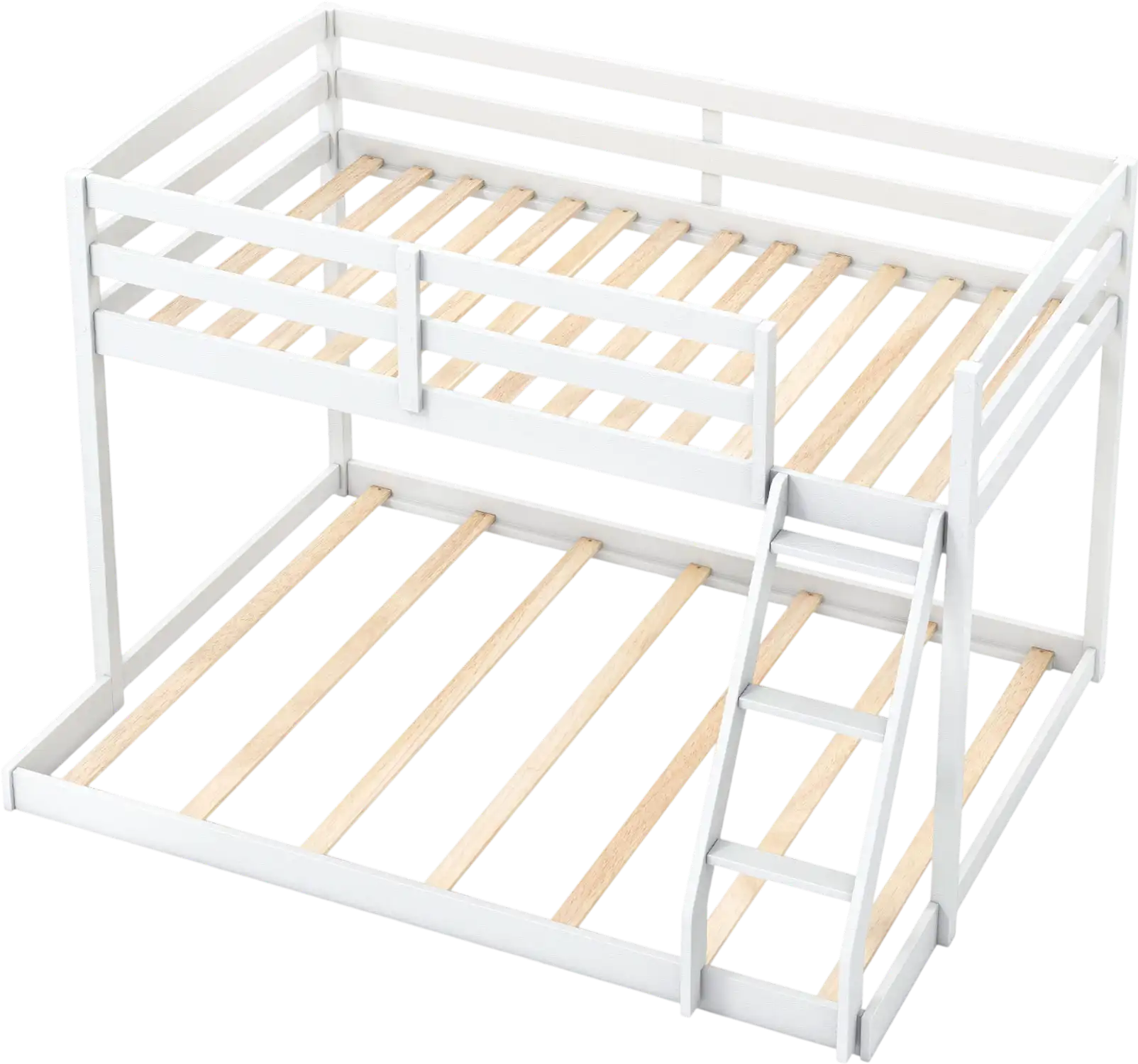 Costway Twin Over Full Low Floor Bunk Bed Frame 374125869 New